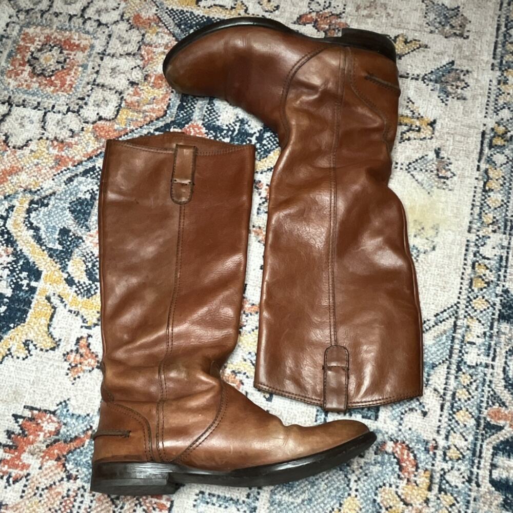 Madewell 1937 Archive Sydney Brown Leather Tall Riding Boots Pull On Size 8